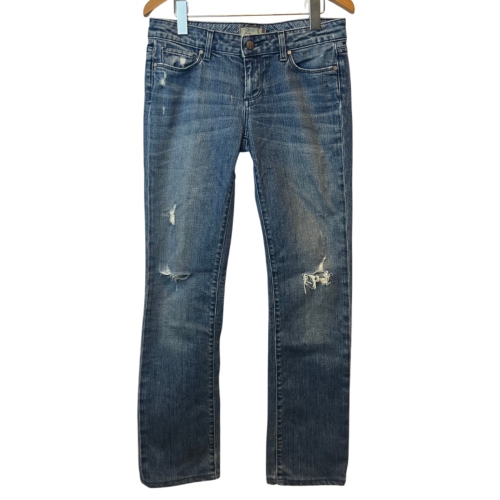 Paige Women’s Jimmy Jimmy Distressed Straight Leg Premium Denim Jeans Pants